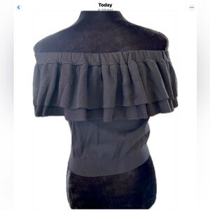 NWT J Crew Black Off-Shoulder Ruffle Sweater